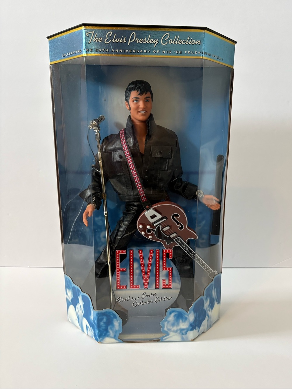 Mattel Elvis Presley Doll Black Outfit with Red Guitar Strap